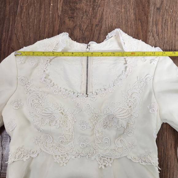 VINTAGE 70s long sleeve ivory wedding dress - Picture 11 of 16